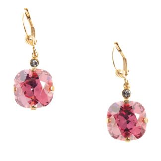 Catherine Popesco 12mm Large Stone Crystal Earrings - Rose