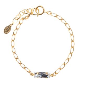 Catherine Popesco Small Rectangle Baguette Clear Crystal Gold Bracelet LV-1816G