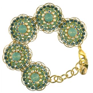 Clara Beau Exquisite Large Round Pacific Opal Crystal Floral Cluster Bracelet