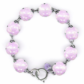 Catherine Popesco Large Stone Crystal Bracelet - Pink Rosewater and Silver