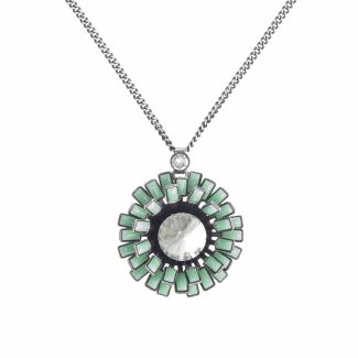 Konplott Love You Love You Not Aqua Green Enamel Daisy Pendant Necklace