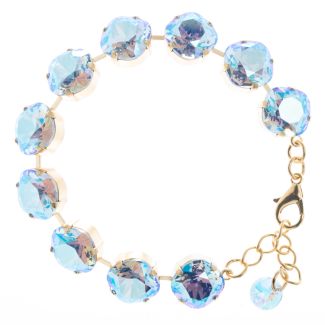 Lisa Marie 12mm Square Swarovski Crystal Bracelet - Sapphire Shimmer