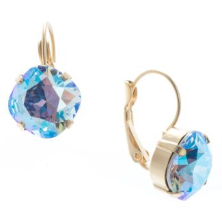 Lisa Marie 12mm Square Swarovski Crystal Earrings - Sapphire Shimmer