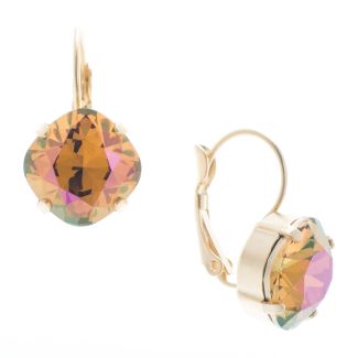 Lisa Marie Jewelry 12mm Square Swarovski Crystal Earrings - Topaz Shimmer