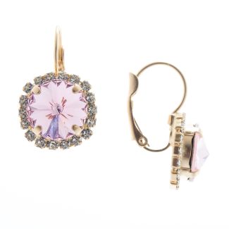 Lisa Marie Jewelry Pink Rivoli Swarovski Crystal Rhinestone Earrings