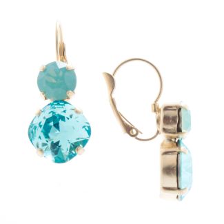 Lisa Marie Jewelry Two Stone Swarovski Crystal Earrings - Aqua Combo
