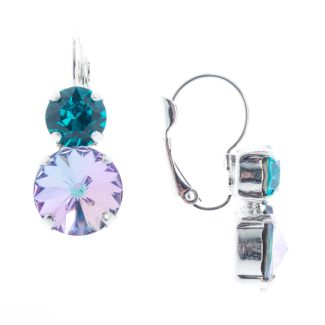 Lisa Marie Jewelry Two Stone Swarovski Crystal Earrings - Vitrail/Teal