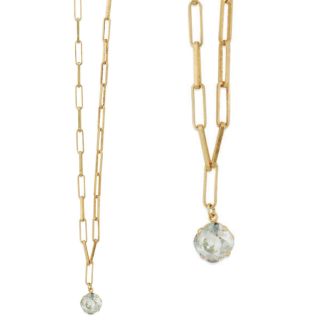 Catherine Popesco Large Stone Paper Clip Chain Link Gold Crystal Necklace
