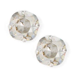 Stud or Post Large Stone Crystal Earrings - Shade and Silver