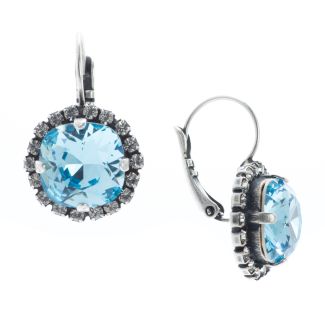 YPMCO Fancy 12mm Aquamarine Swarovski Crystal Earrings